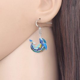 YAYAKO Creative Cute Whale Earrings Enamel Zinc Alloy Dangle Jewellery Fun Ocean Animals Gifts for Women Girls Novelty Decor (Blue)