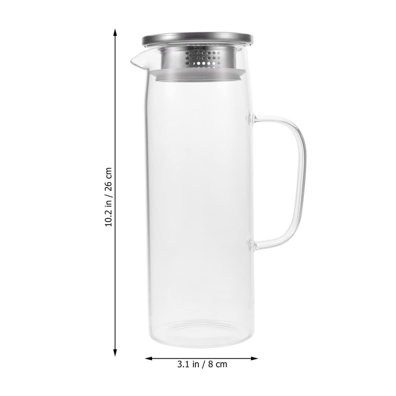 Kichvoe Water Filter Pitcher Glass Water Kettle with Lid Ergonomic