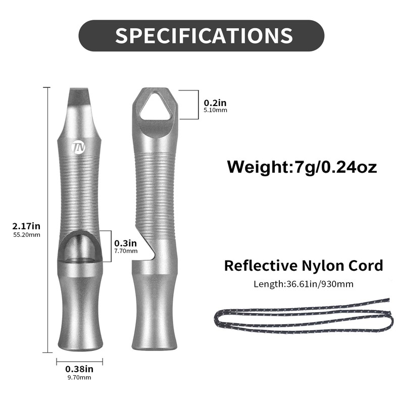 ThruNite EDC Titanium Alloy Whistle, Ultra Lightweight, Big Sound Emergency