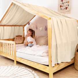 lilimaus House Bed Canopy [in 12 Colours] Bed Canopy House Bed Made of 100% Cotton Muslin - Fabric Canopy for House Bed Decoration Girls and Boys - Canopy for House Bed Children - Bed Curtain