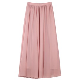 Women's Chiffon Long Skirt Beach Skirt Maxi Skirt Chiffon Skirt Women's Skirt for Summer Beach Everyday Party Skirt Length 90 cm / 100 cm - Plain, Dusky pink (skirt length 100 cm)