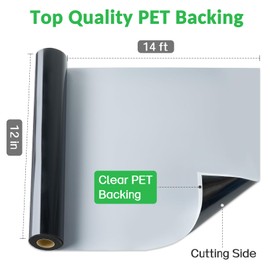 12" x 14FT White Vinyl - Glossy White Permanent Vinyl with PET Backing [Easier Weed Never Residue], Permanent Adhesive Vinyl for Cutting Machine, Party Decoration, Car Decal, Signs, Scrapbooking