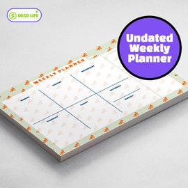 Deco Life® A4 Weekly Desk Planner Bees Design 60 Undated Pages 100gsm Premium Paper Simple To-Do List and Notes for Home Business Office Organiser and Productivity Planner