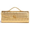 Woven Evening Bag Clutch Purses for Women Trendy Casual Leather Top-Handle Bags Shoulder Handbag (Gold)