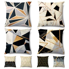 Artscope Cozy Double Sided Print Velvet Cushion Covers, 8 Diffreent Modern Patterns Soft Throw Pillow Covers for Sofa Couch Car Home Decor 45 x 45 cm, Set of 4 -Geometry 3D Graphics