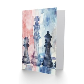 Artery8 Greeting Card Chess Piece Chessboard Abstract Light Watercolour Blank For All Him Or Her Art Birthday Card