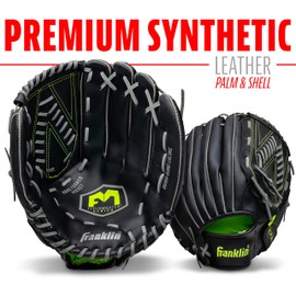 Franklin Sports unisex adult 13" - Modified Trapeze Web, Baseball and Softball Glove Fieldmaster Midnight Youth Baseball Gloves I, Black, 13 US