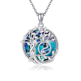 URONE Tree of Life Necklace 925 Silver Yin Yang Pendant Tree of Life Necklace Tree of Life Jewellery Gift for Women, Sterling Silver, No Gemstone