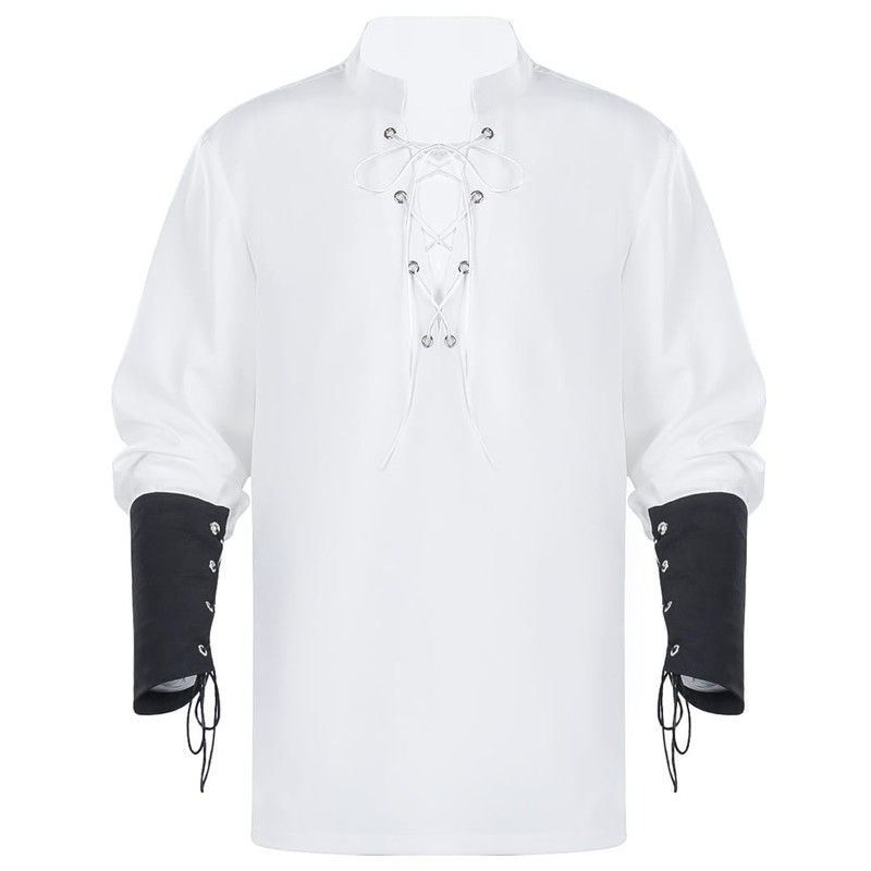 MALINRSSE 6 Pcs Men's Renaissance Pirate Costome Set Medieval Shirt