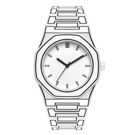 Gosasa Creative Unisex Sketch Anime Style Women's Men's Quartz Wristwatch Personality Waterproof Minimalist Black and White Analog Watch with Silicone Strap (Y White)