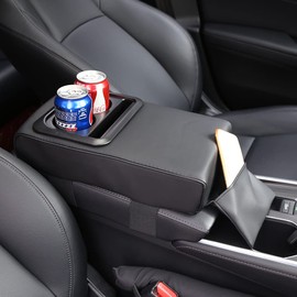 Auto Center Console Armrest Pillow, Memory Foam Car Armrest Cushion with Cup Holder and Phone Holder Storage Bag Universal for Most Car