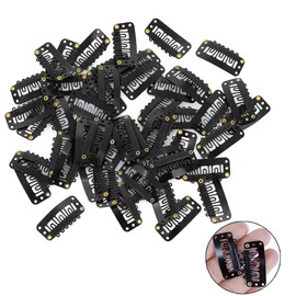 Pack of 50 Hair Extensions Clips, Black, Wig Clips, Hair Extension Clips for Extensions, Braided, Clip Extensions, 6 Teeth U-Shaped Metal Clip for Women Wigs, Extensions