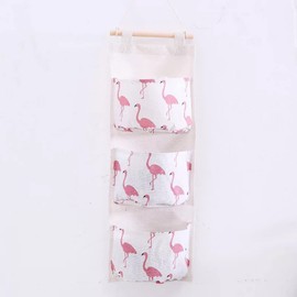 Wall Closet Hanging Storage Bag, Waterproof over the Door Linen Fabric Organizer with 3 Pockets for Bedroom Laundry Room Kitchen Living Room Office