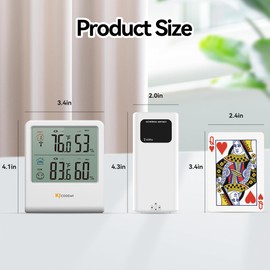 Indoor Outdoor Thermometer Hygrometer, Wireless Digital Temperature & Humidity Monitor with Outdoor Sensor, 328ft Range, Backlight LCD Display for Home, Room, Patio, Battery Included