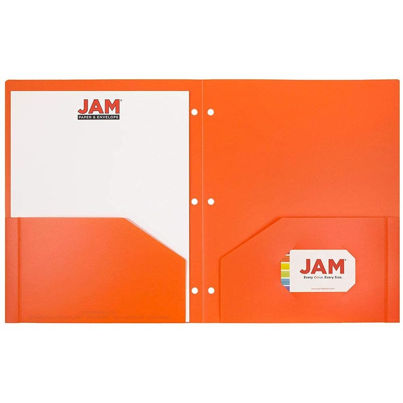 JAM PAPER Heavy Duty Plastic 3 Hole Punch Folders with