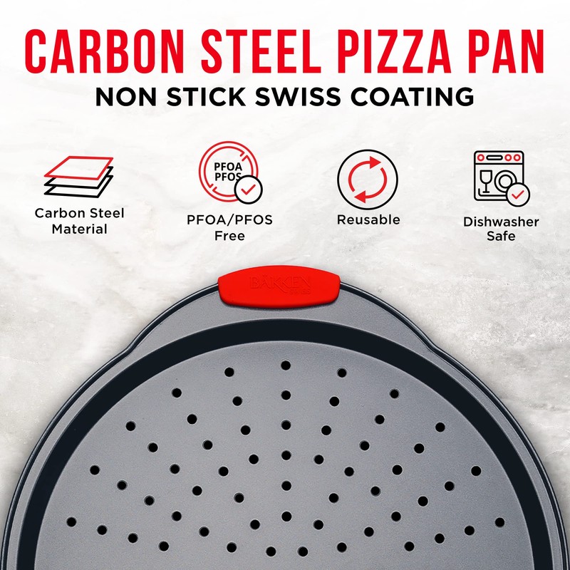 Pizza Tray Carbon Steel Pizza Pan with Holes and Non-Stick