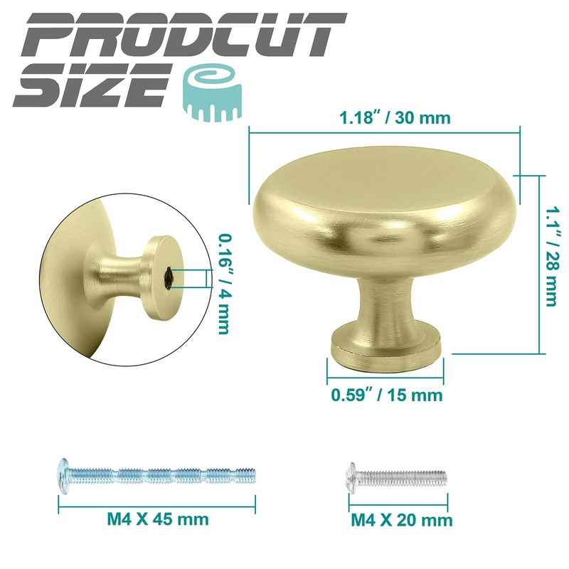 Waziaqoc 10 Pack Brushed Brass Kitchen Cabinet Knobs, Stylish Dresser