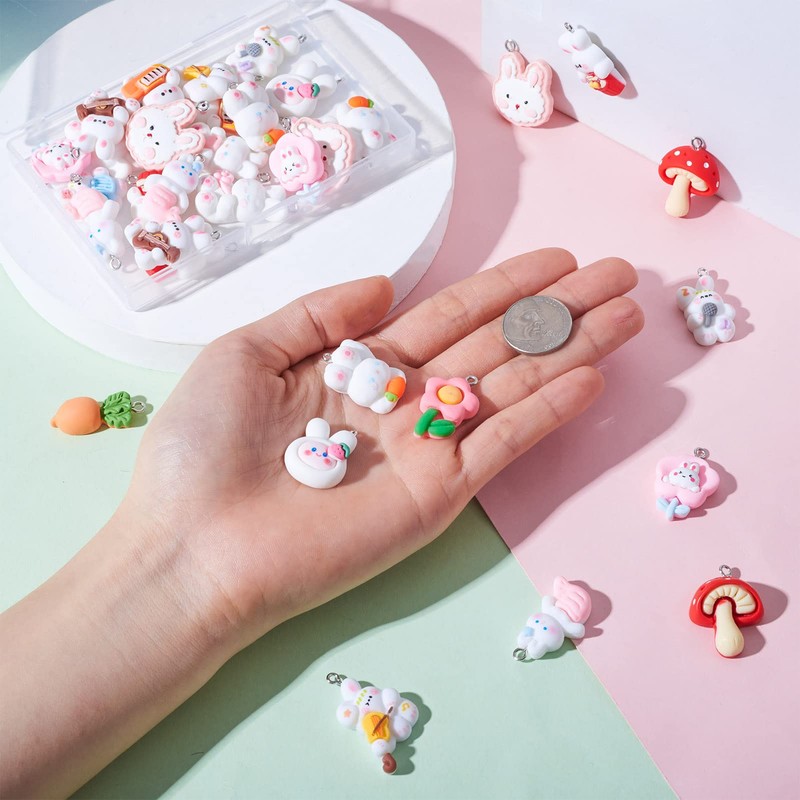 Beadthoven Resin Pendants Cupcake Dessert Pendants for Jewellery Making, Resin