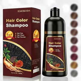 Champú para teñir el cabello de color vino tinto oscuro, 100% cobertura de canas para hombres y mujeres, champú de color de cabello instantáneo y dura