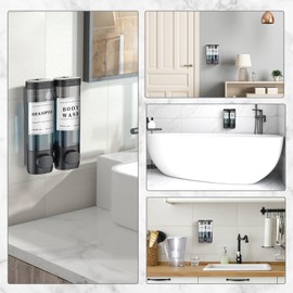 Shampoo and Conditioner Dispenser,Unisense Shower Soap Dispenser 2 Chamber No Drill Wall-Mounted Shampoo Dispenser for Shower Wall Mounted Shower Dispenser for Bathroom Hotel Large Capacity,Black