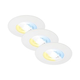 BRILONER Set of 3 LED Recessed Spotlights, 230 V, LED Bathroom Spotlights, IP44, Ceiling Spotlights, Adjustable Light Colour, White