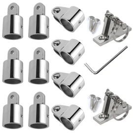 OUBULU Bimini Top Hardware Kit, 12 PCS Replacement Parts Set Eye End Caps Jaw Slide Deck Hinge with Quick Release Pin 316 Stainless Steel Boat Canopy Fittings (1 inch)