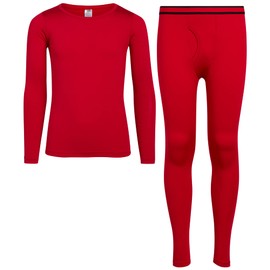 ONLY BOYS Thermal Underwear Set – 2 Piece Brushed Fleece Top and Long Johns (2T-16), Size Toddler/4T, Red