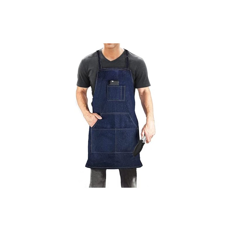 Dadidyc Denim Jean Tool Apron with 4 Pockets Waterproof Adjustable
