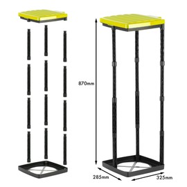 Grizzly Sack Holder Yellow Lid Adjustable 120L Refuse Bag Stands Foldable Camping Bin