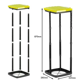 Grizzly Sack Holder Yellow Lid Adjustable 120L Refuse Bag Stands Foldable Camping Bin