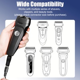 8-in-1 USB 5V Charger Adapter Kit,Compatible with Electric Hair Clippers, Beard Trimmers Charger, Shavers, Beauty Instruments. Includes 6 Adapter Tips, 1 DC5521 Cable, 1 USB Plug