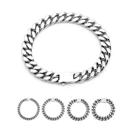 Inscca Stainless Steel Bracelet Men's Cuban Bracelets for Men 7/9/11/13 mm Cuban Curb Chain for Men 19/21/23 cm Gift Father's Day Valentine's Day Anniversary with Gift Box