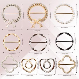 10 Pack Scarf Ring Clip T-Shirt Tie Clips for Women, Scarf Ring Clothes Corner Knotted Button, Women Fashion Metal Round Circle Shirt Clip Buckle, With 1 Storage Box