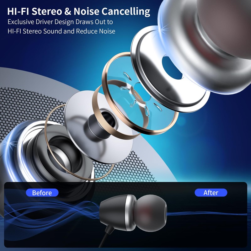 APPINESSEY Retractable Bluetooth Headphones Neckband, Headset Wireless Earbuds with Mic,