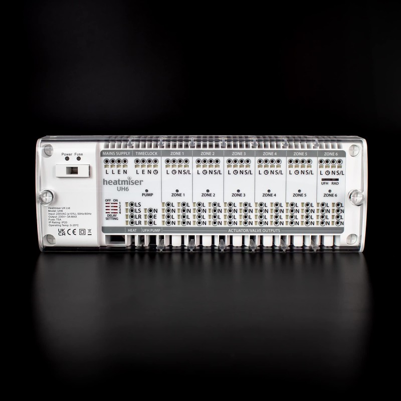 Heatmiser UH6 Compact 6 Zone 230v Wiring Centre for Water