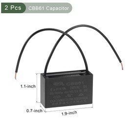 YOKIVE Pack of 2 Ceiling Fan Capacitor CBB61 Metalised Polypropylene Film Capacitor Large for Fans Pumps Engines Running (6uF 250V AC 2 Wires 50/60Hz)