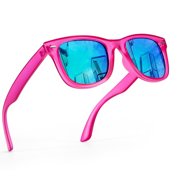 Fancypink Retro Mirrored Polarized Sunglasses for Women|Lightweight Trendy Sunglasses w