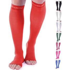 Doc Miller Open Toe Compression Socks for Men and Women, 15-20 mmHg, Calf Support Sleeves, Recovery Stockings, Wide Calf, Toeless Design, 1 Pair