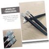 COHEALI 3pcs Stainless Steel Stamp Tweezers Precision Eyelash Assistant for