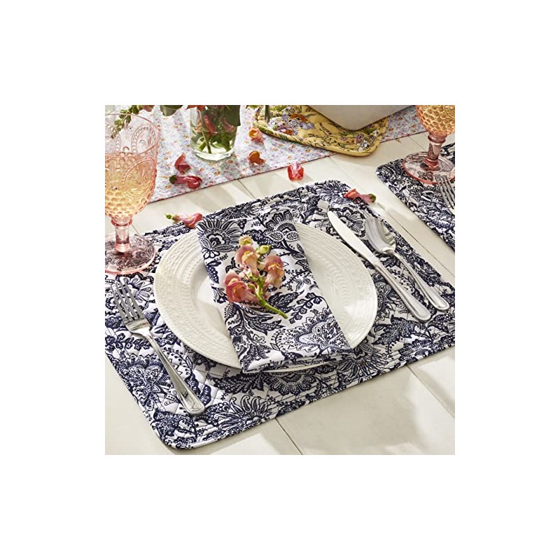 Vera Bradley Cotton Reversible Placemats Set of 2, Java Navy