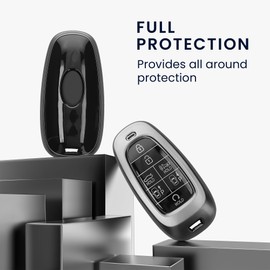 kwmobile Key Cover Compatible with Hyundai 7-Button Ioniq 5 Tucson NX4 Santafe - Soft TPU Car Key Fob Protector Case - Black Matte/Black