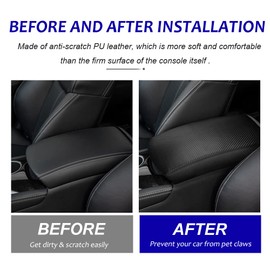 DEYTOP Console Cover for Infiniti Q50 2014-2025 Accessories Car Armrest Cover for Infiniti Q50 2025 2024 2023 2014-2021 Anti-Scratch Leather Armrest Pad Protector (Carbon Fiber with Black Stitches)