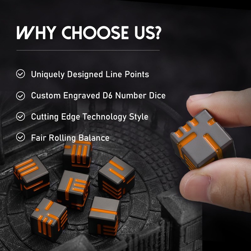 Metal W6 Dice, Dice Set 16 mm D6 Dice, ZHOORQI