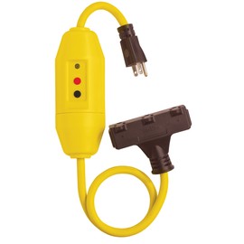 Tower Manufacturing 30338024 2' Length, 15 amp In-Line GFCI And Triple Tap Cord Set With Auto Reset