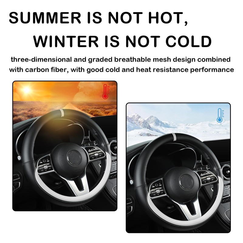 Black & White Leather Steering Wheel Cover, Steering Wheel Cover