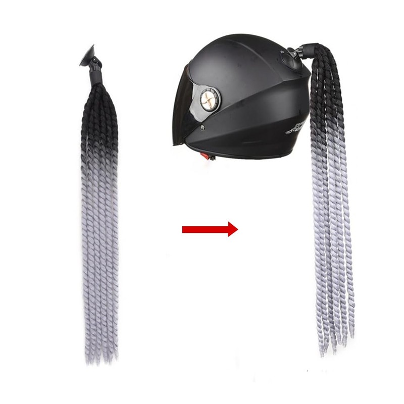 Helmet Pigtail, Gradient Bicycle Helmet Braid with Reusable Suction Cup