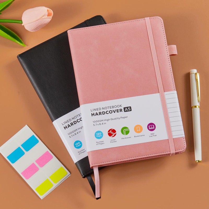 FOCUS DAY Lined Notebook Journals for Women/Men Work, 2 Pack