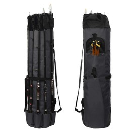 LEADALLWAY Fishing Pole Bag,Durable Folding Oxford Fabric Fishing Tackle Carry Case Bag Multifunction Large Capacity Waterproof Fishing Rod Case Holds 5 Poles
