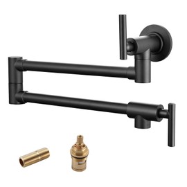 Havin Upside Down Design Pot Filler,Black Color,Wall Mount Pot Filler Faucet, Kitchen Folding Faucet,Coffee Machine Faucet with Stretchable Double Joint Swing Arms, Matte Black