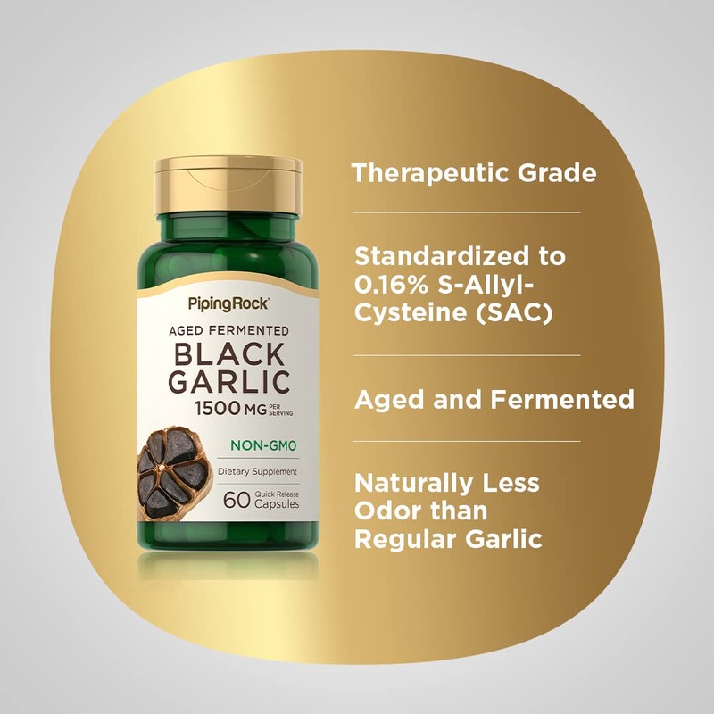 Piping Rock Black Garlic Capsules 1500mg | 60 Count |